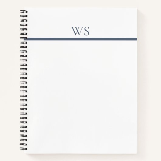 Carnet à monogramme barre bleu marine (Devant)