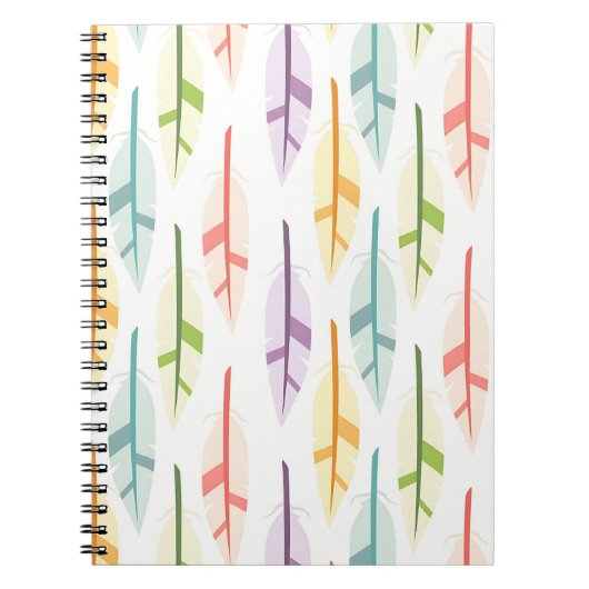 Carnet à motif de plumes pastel (Devant)
