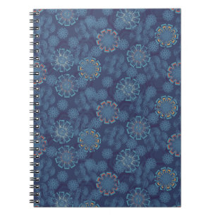 Carnet à motif floral indigo