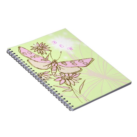 Carnet à papillon rose citron (Côté Droit)