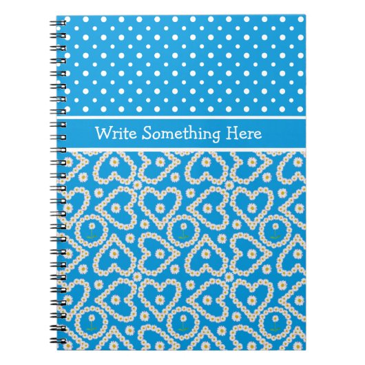 Carnet à personnaliser : Polkas, Daisychains, Bleu (Devant)