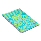 Carnet à rayures bleu-vert personnalisé (Côté Droit)