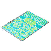 Carnet à rayures bleu-vert personnalisé (Côté gauche)