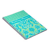 Carnet à rayures bleu-vert personnalisé (Côté Droit)