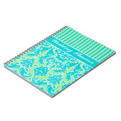 Carnet à rayures bleu-vert personnalisé (Côté gauche)