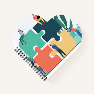 Carnet à reliure spirale en forme de cœur