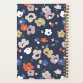 Carnet à reliure spirale floral bleu orange violet (Verso)