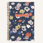 Carnet à reliure spirale floral bleu orange violet (Recto)