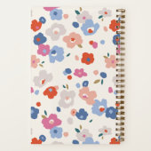 Carnet à reliure spirale floral bleu rouge gris ro (Verso)