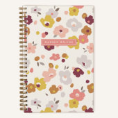 Carnet à reliure spirale floral orange rouge jaune (Recto)