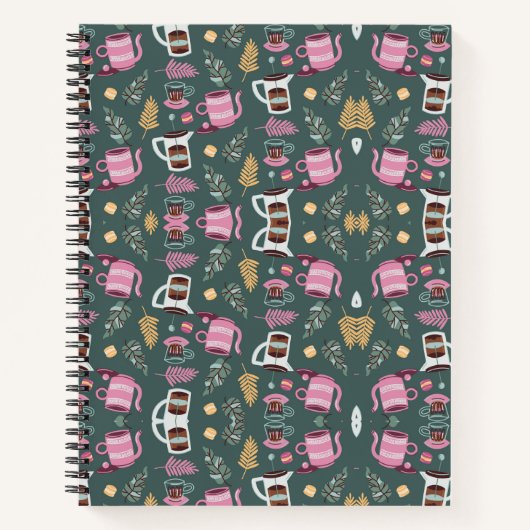 Carnet A spiral-bound notebook with a festive pattern (Devant)