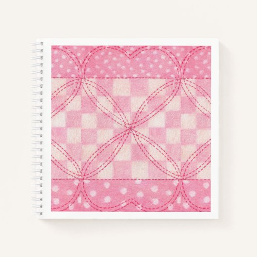 CARNET À SPIRALE COEUR ROSE 8,5x8,5 (Devant)