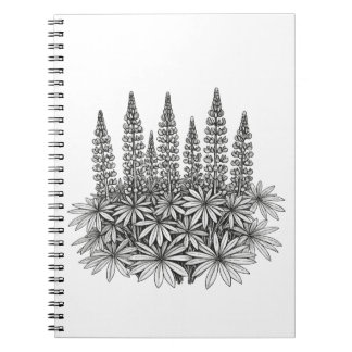 Carnet à spirale de la fleur botanique de lupin