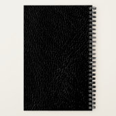 Carnet à spirale en cuir noir à monogramme moderne (Verso)