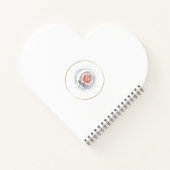 Carnet à spirale en forme de cœur avec rose célest (Dos)