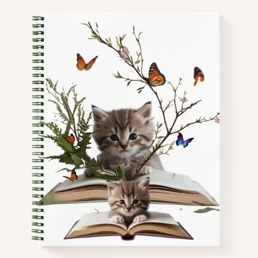 Carnet à spirale Enchanté avec chaton livresque (Devant)