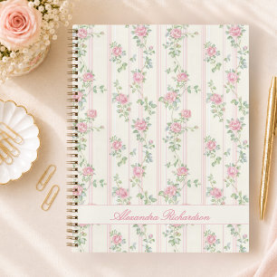 Carnet à spirale floral rose personnalisé