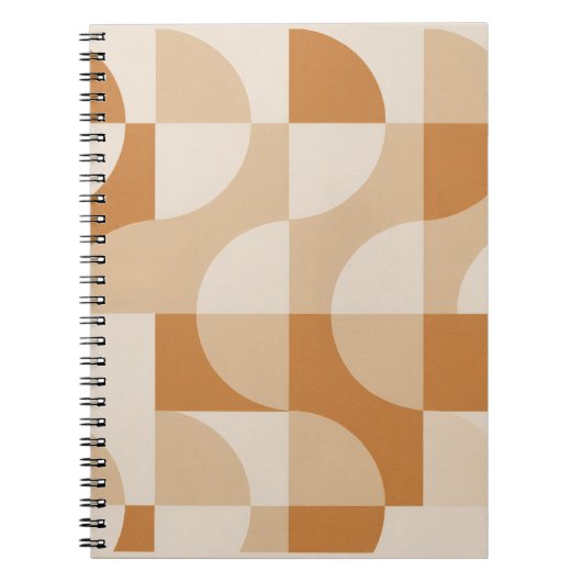 Carnet à spirale géométrique beige moderne (Devant)