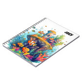 CARNET À SPIRALE POISSONS COLORÉS. (Côté gauche)