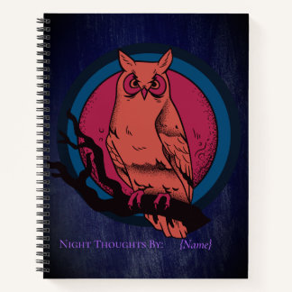Carnet à spirale rétro gothique lune de hibou noct
