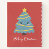 Carnet à spirale rouge avec arbre de Noël Kawaii (Dos)