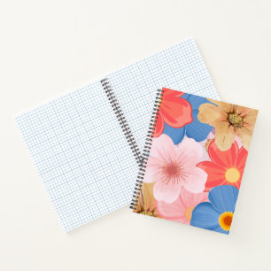 Carnet à spirale vibrant à motif de jardin floral