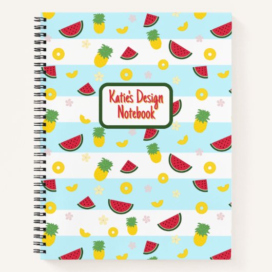 Carnet à spirales | Motif de pastèque ananas (Devant)