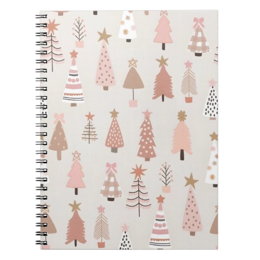 Carnet à spirales Noël Sapins Rose (Devant)