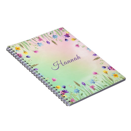 Carnet à thème fleuri avec nom (Côté Droit)