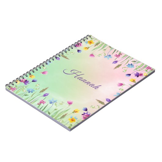 Carnet à thème fleuri avec nom (Côté gauche)