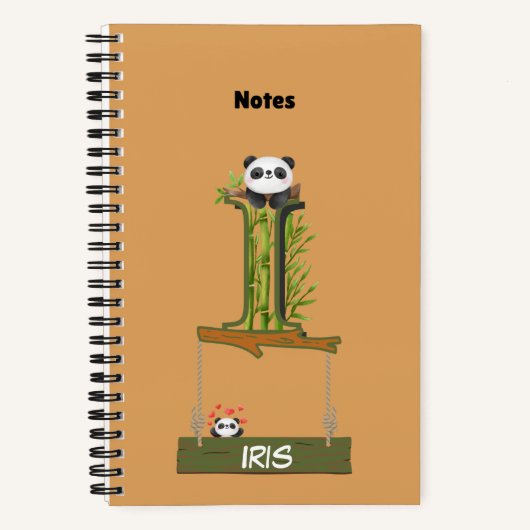 Carnet à thème Panda - Nommé avec la lettre I (Recto)