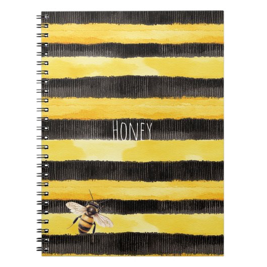 Carnet Abeille de miel Noir Jaune (Devant)