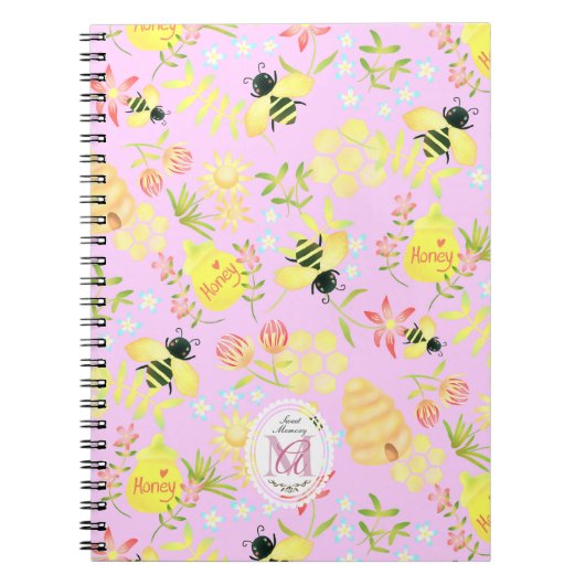 Carnet Abeille de miel rose (Devant)