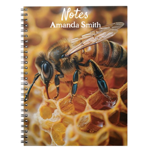 Carnet Abeille de miel sur un nid d'abeille (Devant)