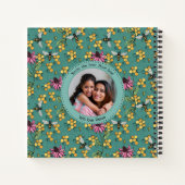 Carnet Abeille et fleur Turquoise moderne Monogramme fémi (Dos)