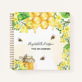 Carnet abeilles bourdonnes nom floral jaune miel entrepri (Devant)
