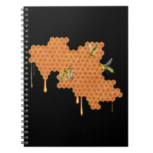 Carnet Abeilles de miel sur le peigne de miel, Lécher du