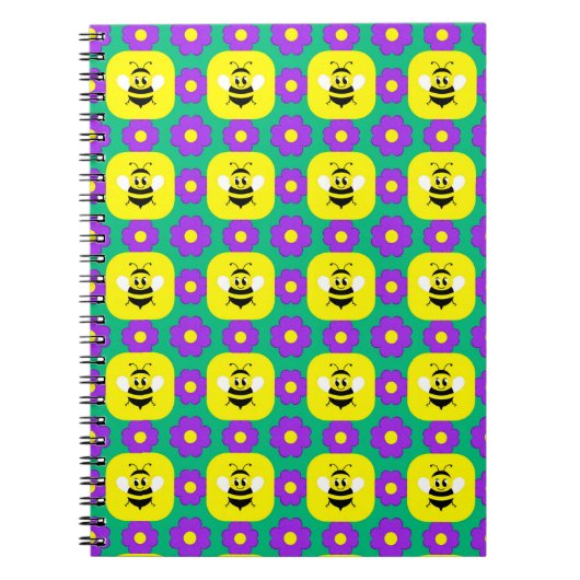 Carnet Abeilles et fleurs de dessin animé (Devant)
