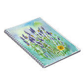 Carnet Abeilles Lavender Aquarelle Fleurs Turquoise Bleu (Côté Droit)