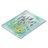 Carnet Abeilles Lavender Aquarelle Fleurs Turquoise Bleu (Côté gauche)
