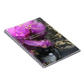 Carnet Abstract Alcohol Ink Black Purple Gold (Côté Droit)