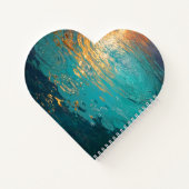 Carnet Abstract Aqua Waves with Golden Sunlight (Dos)