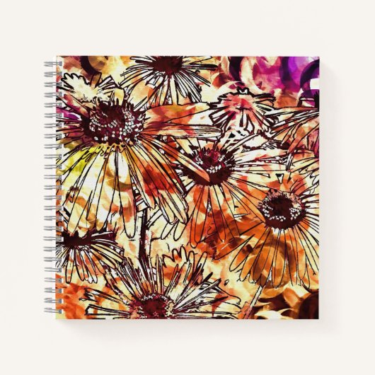 Carnet Abstract Paint Daub Sunflower Pattern (Devant)