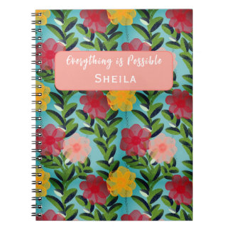 Carnet Abstract Watercolour Florals Notebook Blue