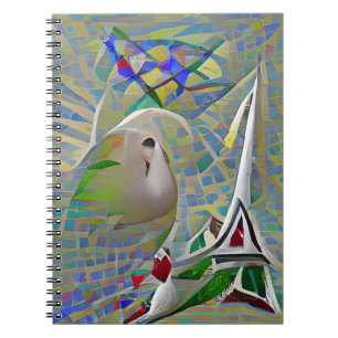 Carnet Abstraction - deux oiseaux volant au-dessus d'une