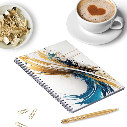 Carnet Abstrait à spirale bleue et or - Dynamic De