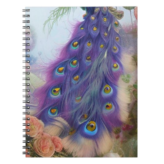 Carnet Abstrait AI Art Purple Peacock plumes queue (Devant)