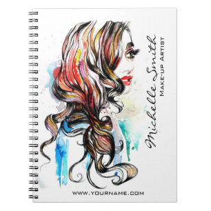 Carnet Abstrait Aquarelle encre coloré femme maquillage