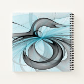 Carnet Abstrait Art Fractal Moderne Gris Anthracite Bleu (Dos)