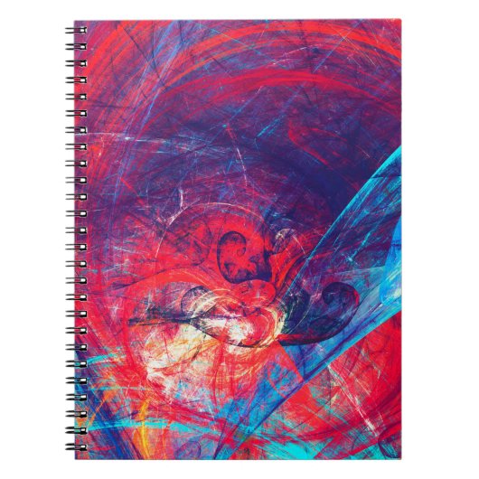 Carnet Abstrait beau rouge et bleu clair dossier couleur (Devant)